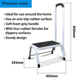 Gr8 Home Step Stool Non Slip Mat Caravan Door Ladder Van Motorhome Camper With Handrail - thumbnail 2