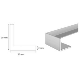 Pack Of 3 - Nielsen Aluminium L-Shaped Angle Profile, Matt Anodized, 2000X30X30mm, Thickness: 2mm, Length: 2M - thumbnail 2