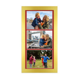 AK Frames 16X8 Gold Modern Multi Photo Frame With Crimson Mount - Holds 3 Apertures (3X) 7X5 Photos