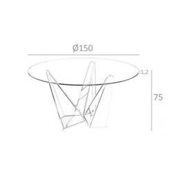 Angel Cerda Elegant Round Tempered Glass Dining Table With Black Steel Legs - thumbnail 7