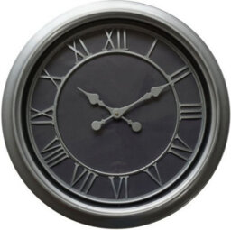 Wyld Haus 59Cm Black Round Roman Numeral Wall Clock With Silver Frame - thumbnail 2