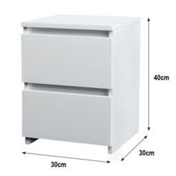Sundaze Chest Of Drawers Storage Bedroom Furniture Cabinet 2 Drawer White 30X30X40Cm - thumbnail 3