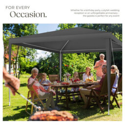 Tectake Gazebo Farah-  Water Resistant, Plug-In System, 3X3M 300 X 300 X 250 Cm - Grey - thumbnail 7