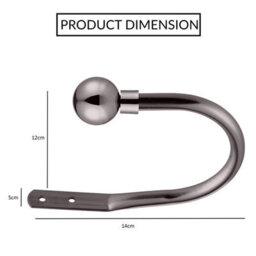 Ameha Plain Metal Hold Back 10Cm Luxury Window Curtains 2X Black Nickel Wall Tie Backs Holder Hooks - thumbnail 4