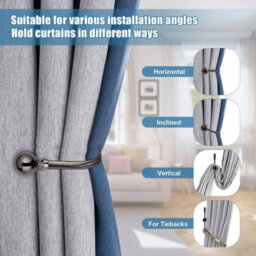 Ameha Plain Metal Hold Back 10Cm Luxury Window Curtains 2X Black Nickel Wall Tie Backs Holder Hooks - thumbnail 6
