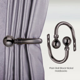 Ameha Plain Metal Hold Back 10Cm Luxury Window Curtains 2X Black Nickel Wall Tie Backs Holder Hooks - thumbnail 2