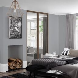 Spacepro Shaker 1 Panel Mirrored Carini Walnut Effect Framed Sliding Wardrobe Door Set Of 2 (H)2220mm (W)1449mm - thumbnail 3