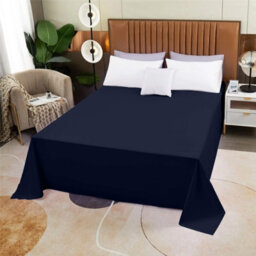 Bedlooms Super King Flat Sheet 100% Egyptian Cotton Bed Sheets 200 Thread Cotton Breathable Hotel Quality Navy Sheet, 270X310Cm - thumbnail 8