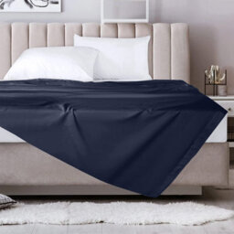 Bedlooms Super King Flat Sheet 100% Egyptian Cotton Bed Sheets 200 Thread Cotton Breathable Hotel Quality Navy Sheet, 270X310Cm - thumbnail 5