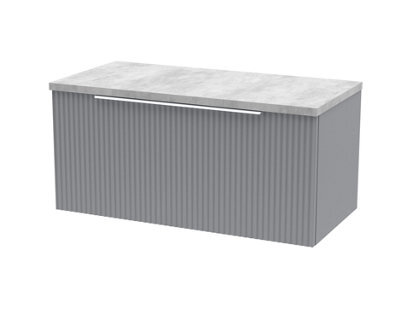 Balterley Tixall Fluted Wall Hung Vanity Unit With Laminate Worktop, Satin Grey, 800mm - image 1