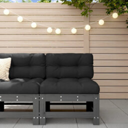 Berkfield Garden Middle Sofa Grey Solid Wood Pine - thumbnail 1