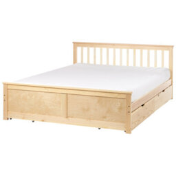 Beliani Bed With 4 Drawers Pine Wood Olendon 160 X 200 Cm (Eu King Size) Light Brown - thumbnail 4
