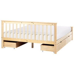 Beliani Bed With 4 Drawers Pine Wood Olendon 160 X 200 Cm (Eu King Size) Light Brown - thumbnail 8
