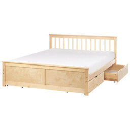 Beliani Bed With 4 Drawers Pine Wood Olendon 160 X 200 Cm (Eu King Size) Light Brown - thumbnail 6
