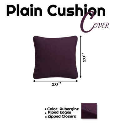 Chilimilii Cushion Covers 100% Cotton Plain Dyed Zip Pipe Edge Home Sofa Decor (50X50 Cm) - image 1