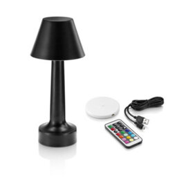 Auraglow Black Rechargeable Colour Changing Led Table Lamp - Remote-Controlled