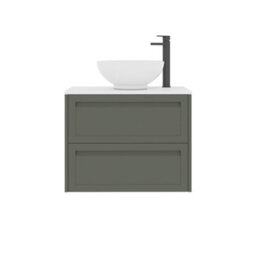 Royal Bathrooms Royal Bathroom Elmore 700mm Matt Green Wall Mounted Bathroom Vanity Unit 2 Drawer Plain White Worktop With Breeze Basin - thumbnail 7