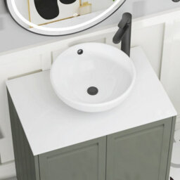 Royal Bathrooms Royal Bathroom Elmore 700mm Matt Green Wall Mounted Bathroom Vanity Unit 2 Drawer Plain White Worktop With Breeze Basin - thumbnail 4