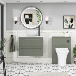 Royal Bathrooms Royal Bathroom Elmore 700mm Matt Green Wall Mounted Bathroom Vanity Unit 2 Drawer Plain White Worktop With Breeze Basin - thumbnail 5