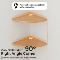 18Cm Oak Floating Corner Shelf Wall Mounted With Cable Hole - thumbnail 4
