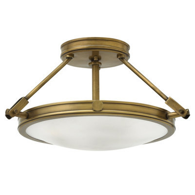 Luminosa Lighting Elstead Collier 3 Light Small Semi Flush Ceiling Light Brass, E14 - image 1