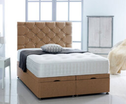 Comfy Deluxe 2Ft6 Small Single Mink Chenille   Foot Lift Ottoman Bed With Headboard & Mattress
