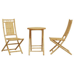 Berkfield 3 Piece Bistro Set Bamboo - thumbnail 4