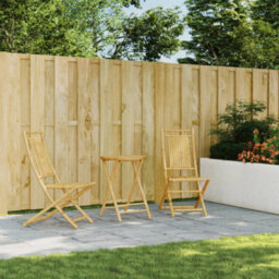 Berkfield 3 Piece Bistro Set Bamboo - thumbnail 3