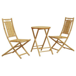 Berkfield 3 Piece Bistro Set Bamboo - thumbnail 2