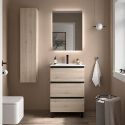 Cygnus bath Bequia Metal 3C Vanity Unit 60Cm Natural Basin Ceramic