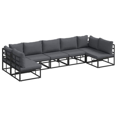 Berkfield Durable Garden Sofa Set With Cushion 7 Pcs Black Aluminium - image 1