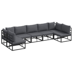 Berkfield Durable Garden Sofa Set With Cushion 7 Pcs Black Aluminium