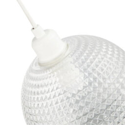 Happy Homewares Modern Spherical Clear Glass Pendant Light Shade With Square Diamond Ridges - thumbnail 5