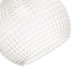 Happy Homewares Modern Spherical Clear Glass Pendant Light Shade With Square Diamond Ridges - thumbnail 2