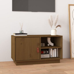 Walplus Tv Cabinet Honey Brown 70X34X40 Cm Solid Wood Pine