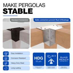 Gezu Impex Heavy Duty Hot Dip Galvanised Post Connector X Shape - Pergola 4 Way Corner Connector - 71 X 71 mm (Pack Of 8) - thumbnail 6