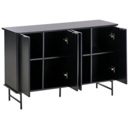 Wyld and Coco Novahome Sideboard Black Mdf, 4-Door Modern Minimalist Sideboard W120 X D40 X H80Cm - thumbnail 5