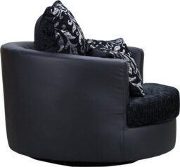 Sofas And More Large Swivel Round Cuddle Chair Fabric Chenille Leather Designer Scatter Cushions (Black/black) - thumbnail 4