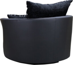Sofas And More Large Swivel Round Cuddle Chair Fabric Chenille Leather Designer Scatter Cushions (Black/black) - thumbnail 7