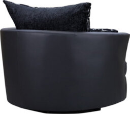Sofas And More Large Swivel Round Cuddle Chair Fabric Chenille Leather Designer Scatter Cushions (Black/black) - thumbnail 5