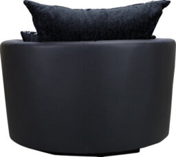 Sofas And More Large Swivel Round Cuddle Chair Fabric Chenille Leather Designer Scatter Cushions (Black/black) - thumbnail 6