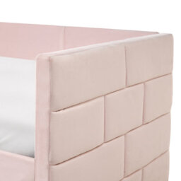 Wyld And Coco Velvet Tufted Trundle Bed Pink 3Ft Eu Single With Slide-Out Frame And Slatted Base - thumbnail 9