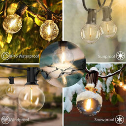 100Ft 52-Led Outdoor String Lights, Waterproof Dimmable G40 Bulbs, Warm White 2700K For Patio, Backyard, Cafe - thumbnail 4