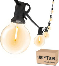 100Ft 52-Led Outdoor String Lights, Waterproof Dimmable G40 Bulbs, Warm White 2700K For Patio, Backyard, Cafe - thumbnail 1