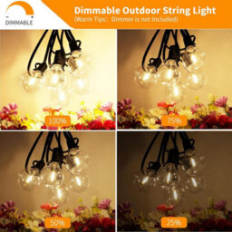 100Ft 52-Led Outdoor String Lights, Waterproof Dimmable G40 Bulbs, Warm White 2700K For Patio, Backyard, Cafe - thumbnail 3