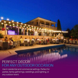 100Ft 52-Led Outdoor String Lights, Waterproof Dimmable G40 Bulbs, Warm White 2700K For Patio, Backyard, Cafe - thumbnail 8
