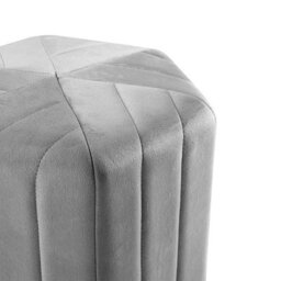 Living And Home Grey Flat Bottom Hexagonal Shape Velvet Footstool W 400 X D 350 X H 320 mm - thumbnail 4