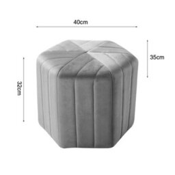 Living And Home Grey Flat Bottom Hexagonal Shape Velvet Footstool W 400 X D 350 X H 320 mm - thumbnail 5