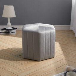 Living And Home Grey Flat Bottom Hexagonal Shape Velvet Footstool W 400 X D 350 X H 320 mm - thumbnail 1