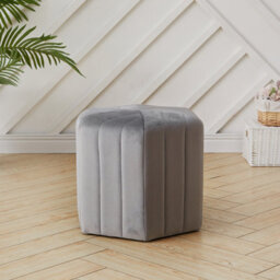 Living And Home Grey Flat Bottom Hexagonal Shape Velvet Footstool W 400 X D 350 X H 320 mm - thumbnail 2